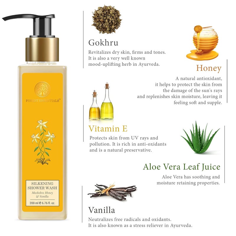Forest Essentials Silkening Shower Wash Mashobra Honey  Vanilla - Image 3