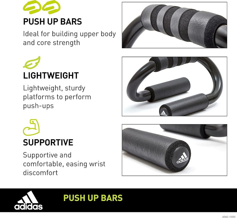 Adidas Push Up Bars Sturdy Non-Slip Handles for Upper Body Strength & Core Stability - Image 2
