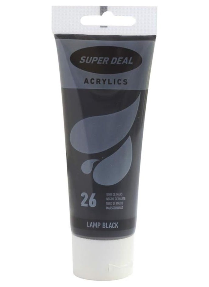 SUPER DEAL SUPER DEAL Acrylic Color Paint Tube 75ml Lamp Black 