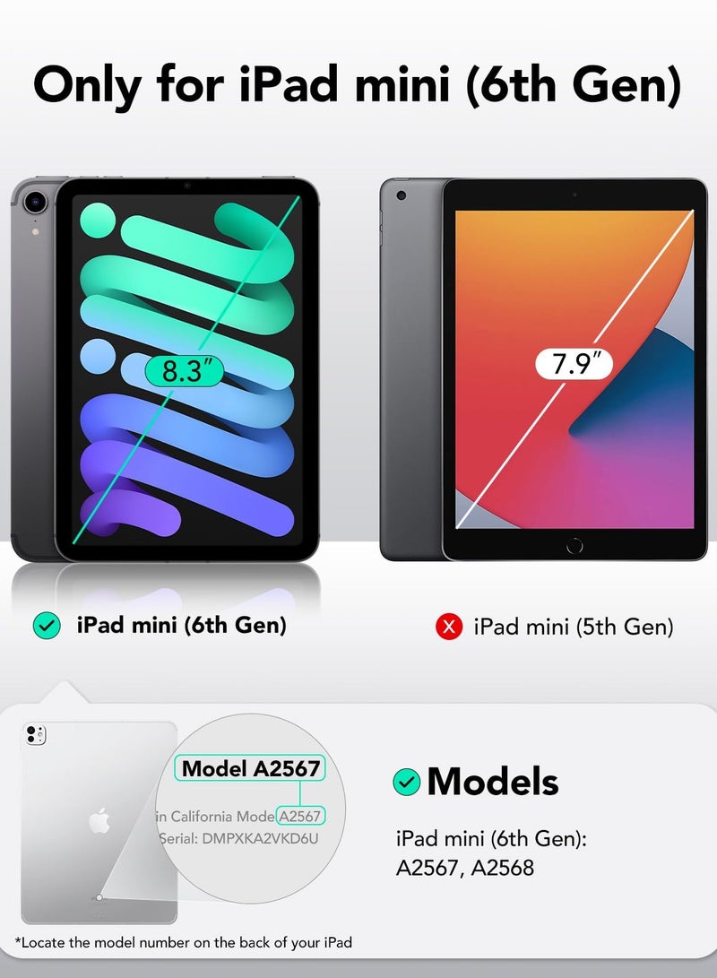 إيروريكس حافظة iPad Mini 6 مع حامل معزز، حافظة iPad Mini 6 2021 مقاس 8.3 بوصات و3 أوضاع للحامل، رفيعة وخفيفة الوزن، مقاومة للأصفر، حافظة iPad Mini، شفافة - Image 2