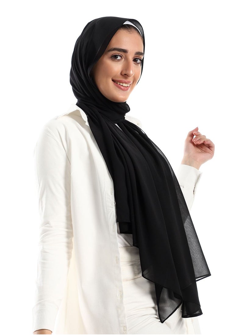 دولابي طرحه شيفون ساده - اسود  - Image 1