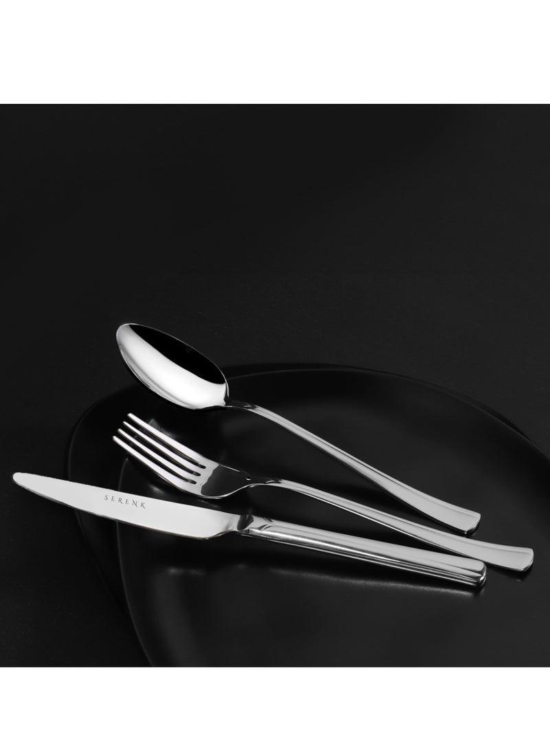 Serenk Paris 18-Piece Stainless Steel Cutlery Set - Durable Spoons and Forks for Everyday Use, Elegant Kitchen and Dining Set - Image 3