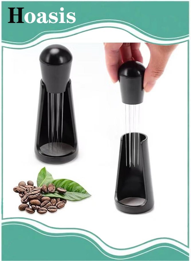 Hoasis Coffee Needle Espresso Dispensing Tool， Coffee Ground Stirrer With Aluminum Stand  10.7x3x3cm（black） - Image 1