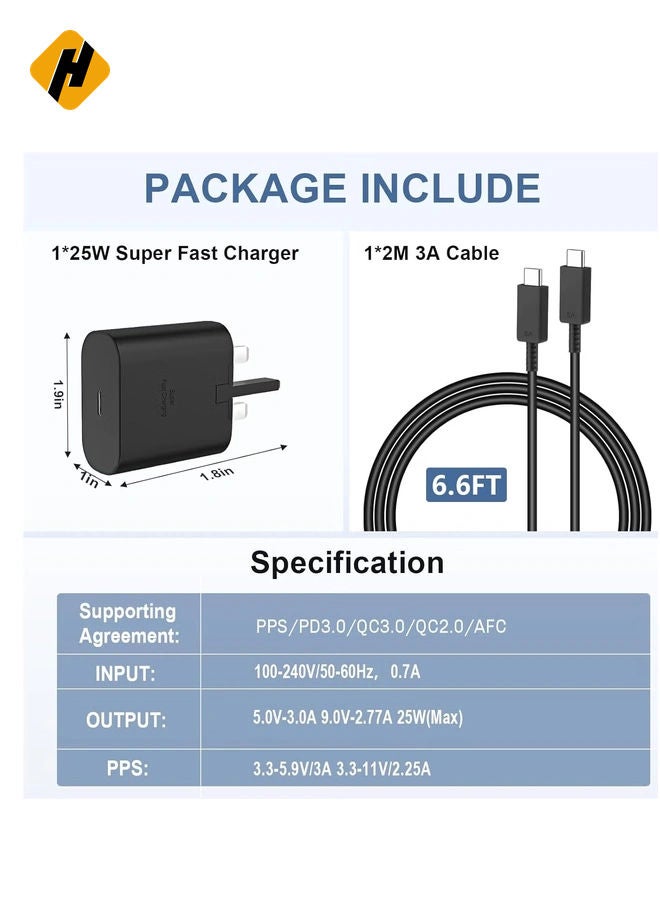 HuHa 25W Super Fast Charger for Samsung, Gcstnn PPS PD3.0 USB-C Charger for Samsung Galaxy S23 Ultra S23+ S23 S22 Ultra S21+ A53 5G A54 Z Fold - Image 5