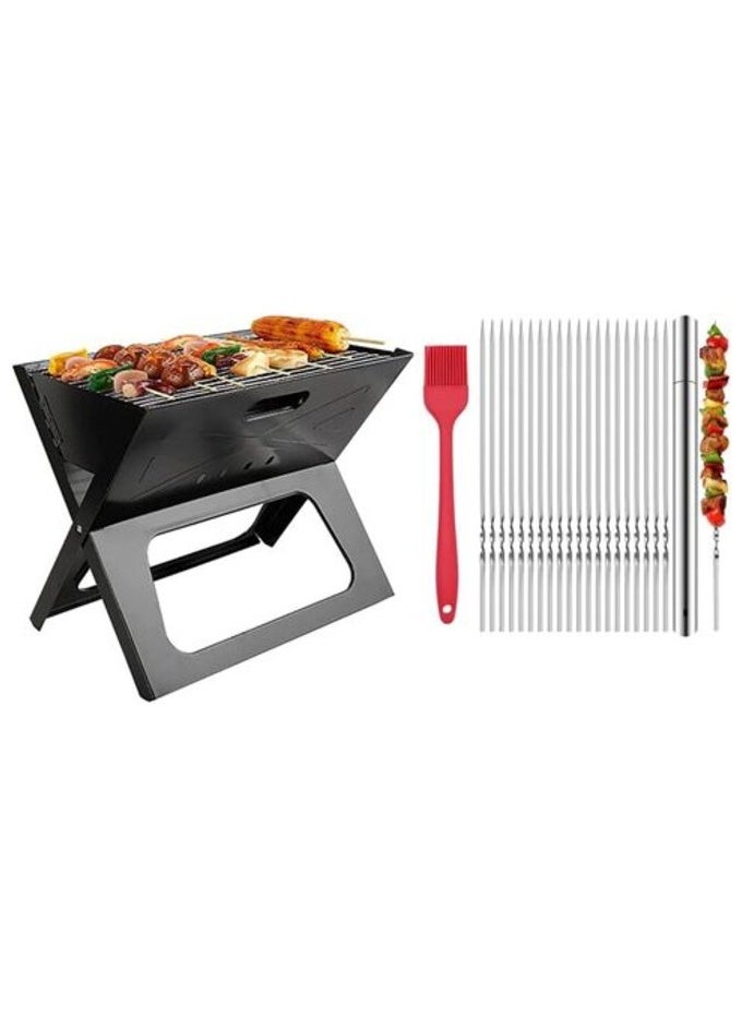AtrauX Atraux Notebook Charcoal Grill, Folding X Type Portable Barbecue Grill With Accessories  - Image 1