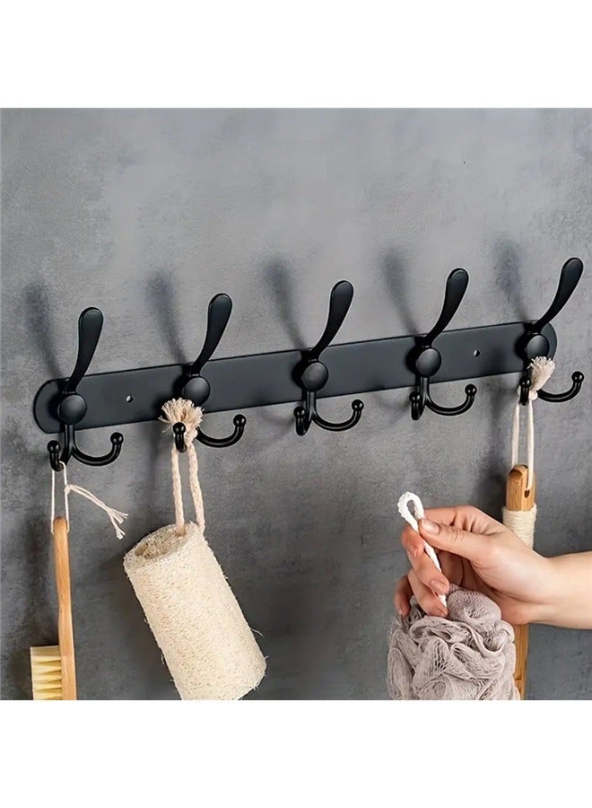 yongsheng Wall Hanger With 5 Hooks Black 40x3.7cm,Wall Mounted Coat Rack, Five Heavy Duty Tri Hooks All Metal Construction for Jacket Coat Hat in Mudroom Entryway  - Image 1