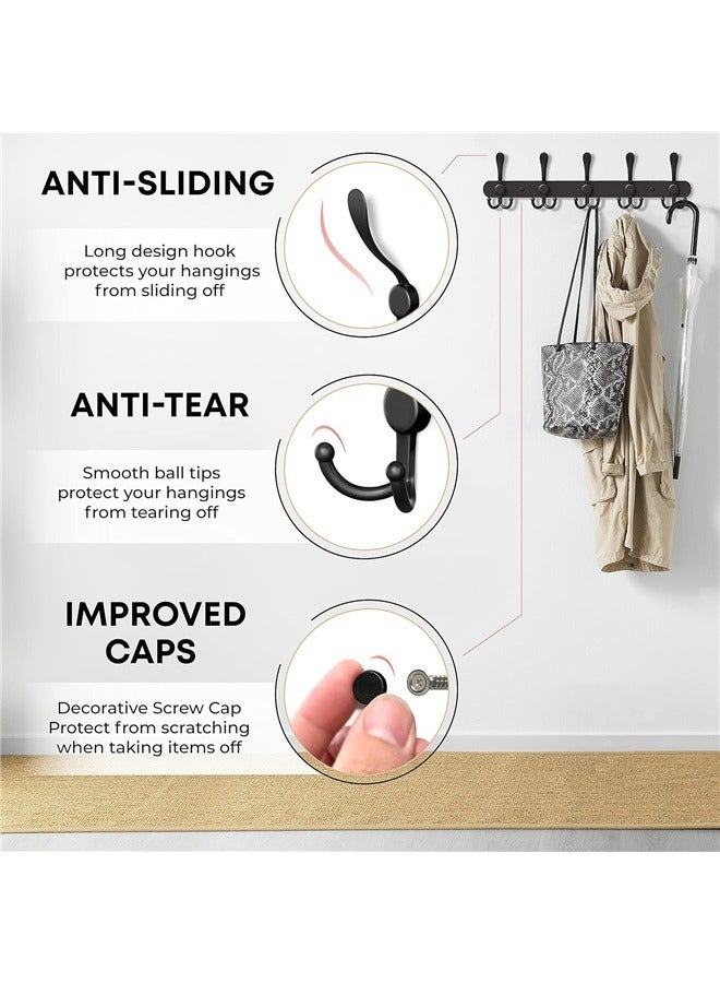 yongsheng Wall Hanger With 5 Hooks Black 40x3.7cm,Wall Mounted Coat Rack, Five Heavy Duty Tri Hooks All Metal Construction for Jacket Coat Hat in Mudroom Entryway  - Image 2