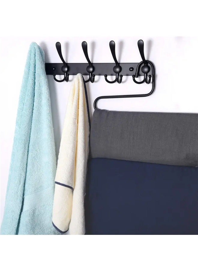 Wall Hanger With 5 Hooks Black 40x3.7cm,Wall Mounted Coat Rack, Five Heavy Duty Tri Hooks All Metal Construction for Jacket Coat Hat in Mudroom Entryway
