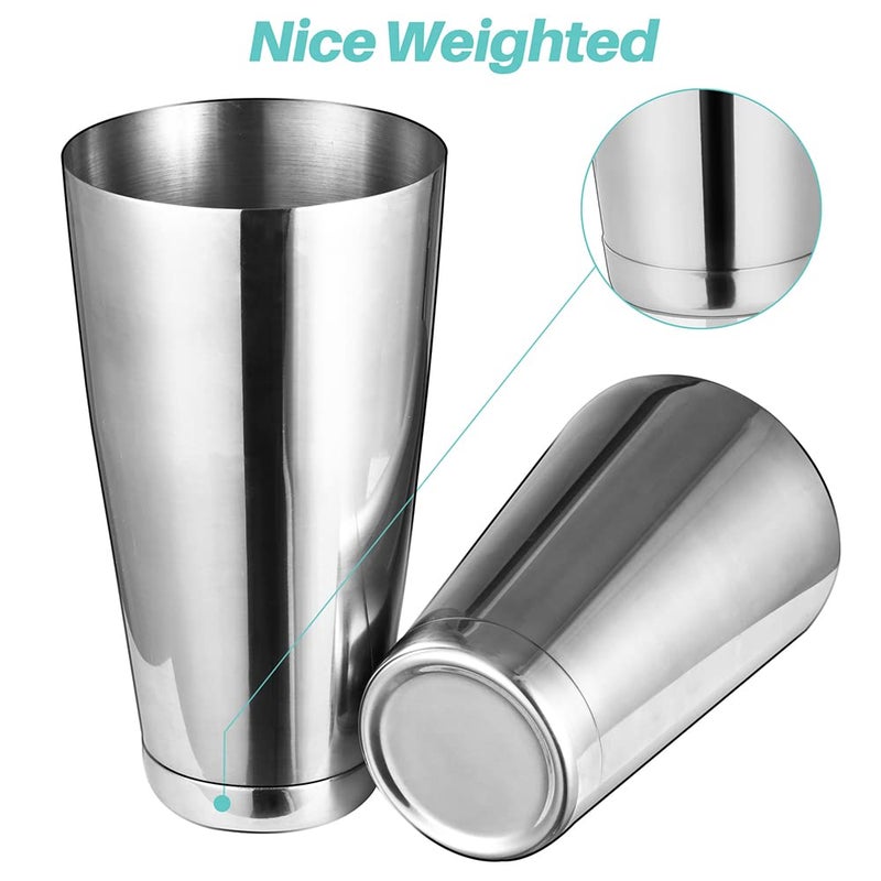 Etens Cocktail Shaker Tins Set Stainless Steel, Pro Bar Style Boston Shakers Bartending, Two Piece Martini Shaker Cup Drink Mixer for Bartender â€“ Silver Bar Tools Weighted Metal Shaking Tin - Image 3