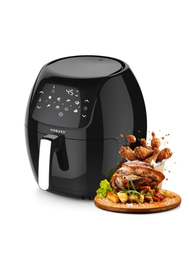 sokany Large Airfryer 8L 1800W Power Rapid Air Technology, Digital Touch Screen,8 Preset Functions,Overheating Protection Adjustable Temperature 80°C-200°C,Black - Image 1