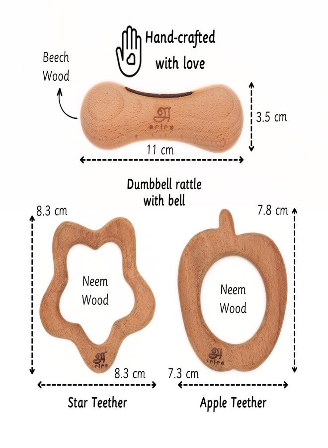 Ariro Wooden Teethers Gift Set 1 for Baby Boy & Girl | Hand Crafted with Organic Neem Wood That Helps Boost Immunity & Aids in Digestion | Easy to Grasp & Chew - Image 2