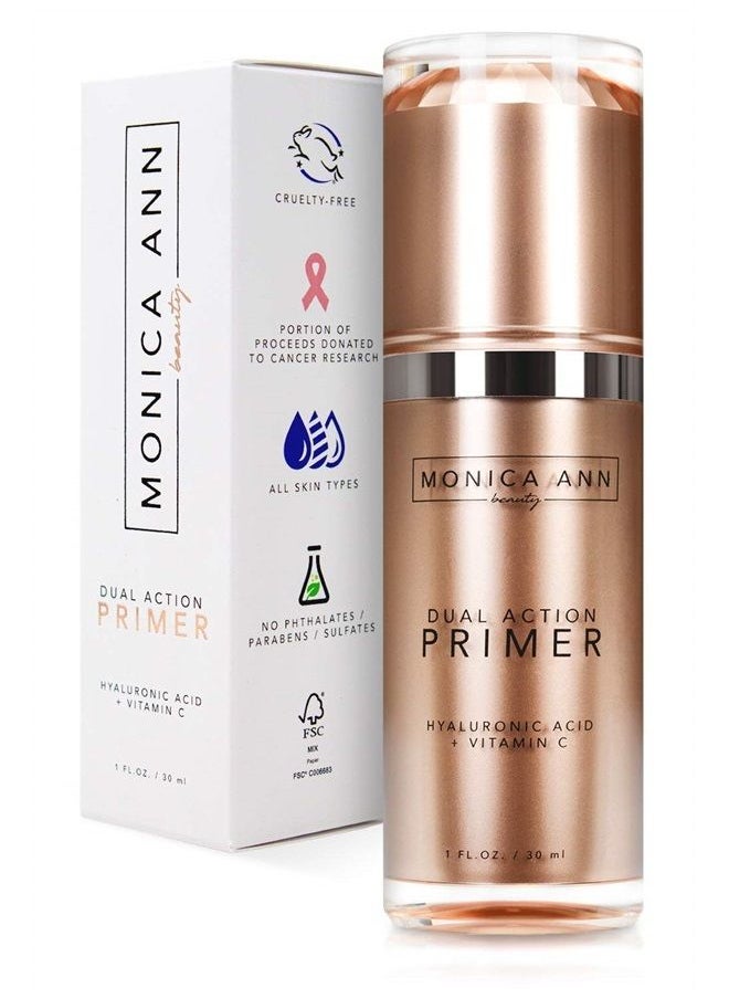 Monica Ann Beauty Dual-Action Face Primer - 30 mL | Hydrating Makeup Primer With Vitamin C & Hyaluronic Acid | Smoothing Translucent Matte Pore Minimizer | Foundation Primer For Any Skin Tone  - Image 1