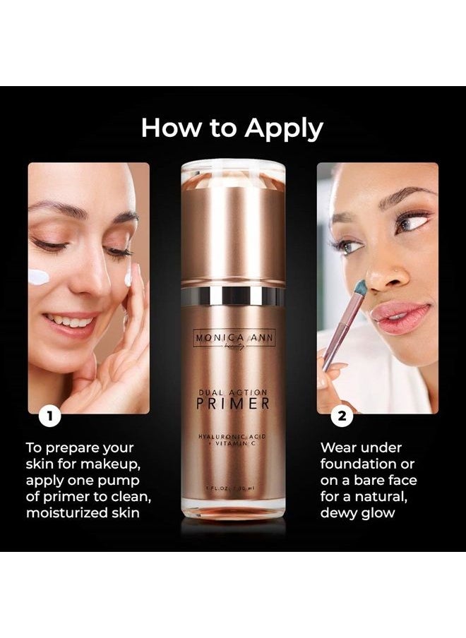 Monica Ann Beauty Dual-Action Face Primer - 30 mL | Hydrating Makeup Primer With Vitamin C & Hyaluronic Acid | Smoothing Translucent Matte Pore Minimizer | Foundation Primer For Any Skin Tone  - Image 2