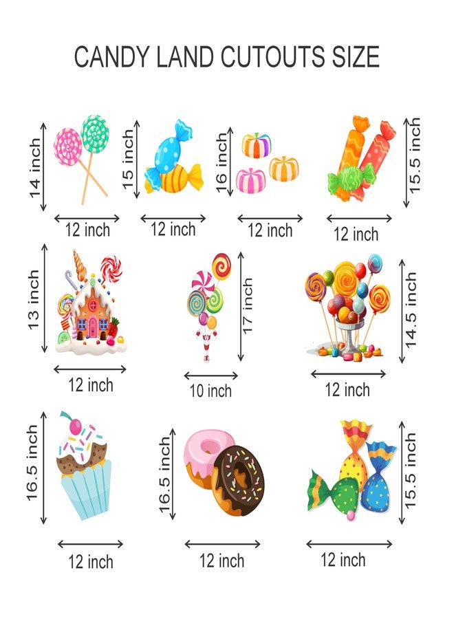 PrettyurParty PRETTY UR PARTY Candy Land Theme Paper Cutouts for Birthday Parties, Candyland Supplies décor, Candy Theme Birthday Decoration, Cutouts for Classroom, Bedroom –Multicolour (10 pcs) - Image 2