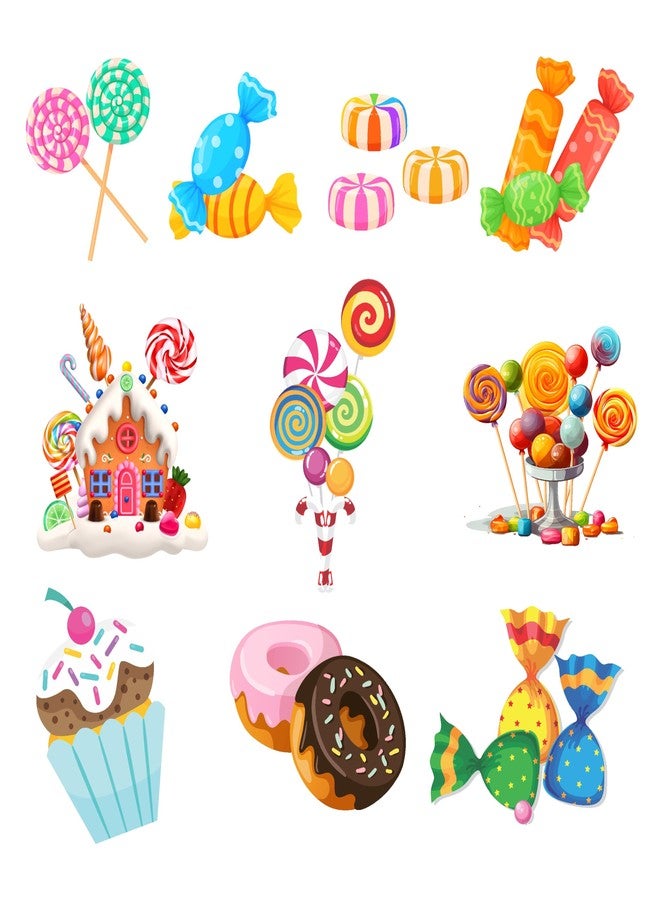 PrettyurParty PRETTY UR PARTY Candy Land Theme Paper Cutouts for Birthday Parties, Candyland Supplies décor, Candy Theme Birthday Decoration, Cutouts for Classroom, Bedroom –Multicolour (10 pcs) - Image 1
