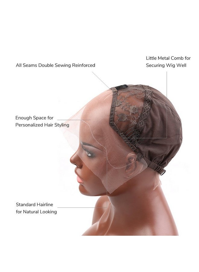 Bella Hair Undetectable Swiss Lace Front Wig Cap for Making Wigs with Adjustable Straps and Combs Medium Size Skin Color Dark Brown - Image 5