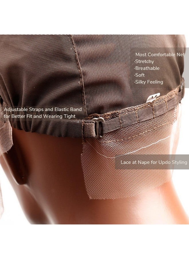 Bella Hair Undetectable Swiss Lace Front Wig Cap for Making Wigs with Adjustable Straps and Combs Medium Size Skin Color Dark Brown - Image 4