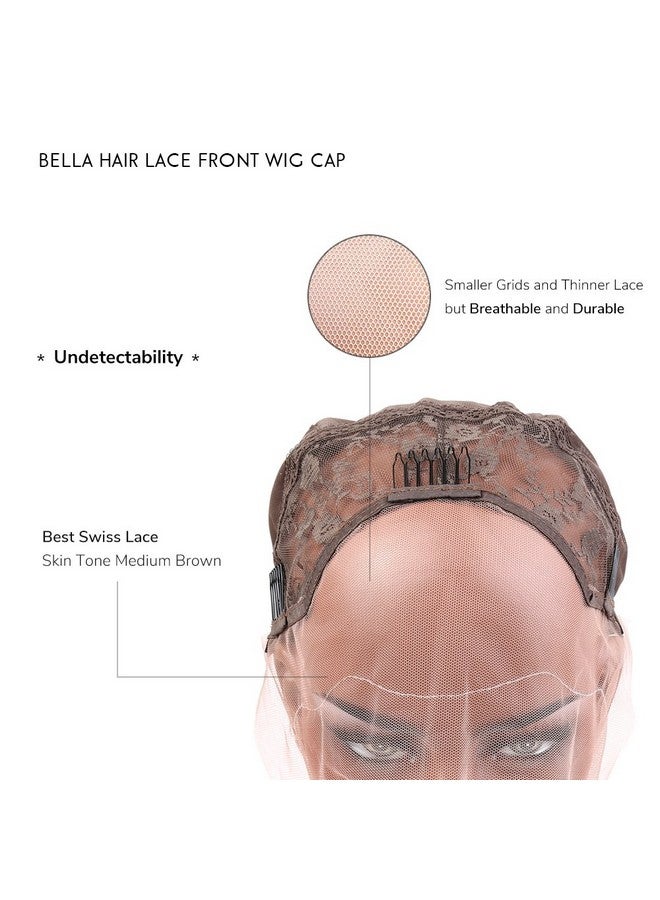 Bella Hair Undetectable Swiss Lace Front Wig Cap for Making Wigs with Adjustable Straps and Combs Medium Size Skin Color Dark Brown - Image 3
