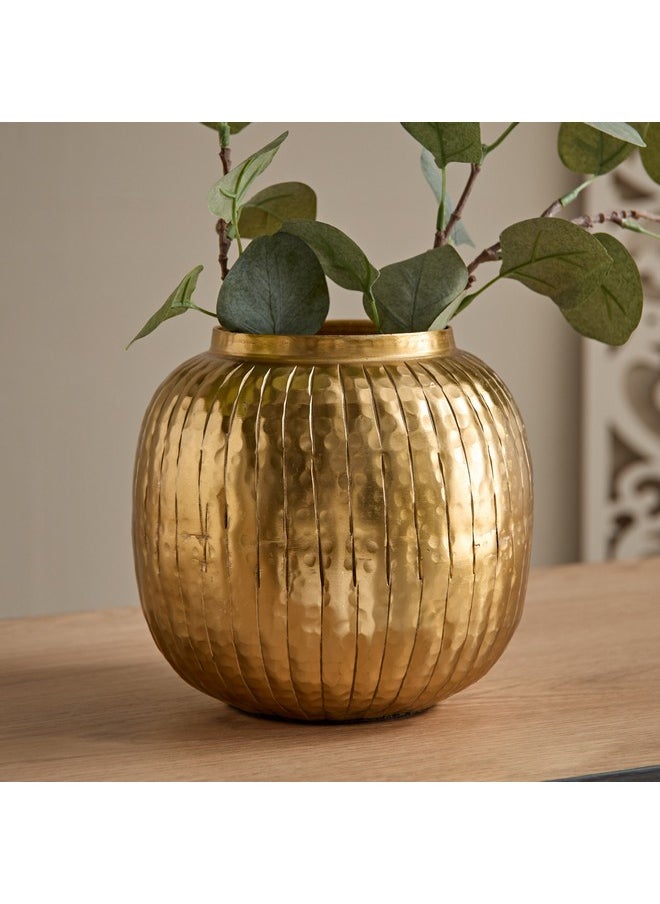 Home Box Ausie Aluminium Ribbed Vase 17.5 x 17.5 x 17 cm  - Image 1