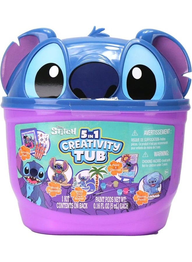 Disney Tara Toys Disney Stitch 5 in 1 Creativity Tub, 50-Piece Paint and Color Preschool Arts and Crafts Activity Set, Kids for Ages 3 Up - [10209] - Image 1