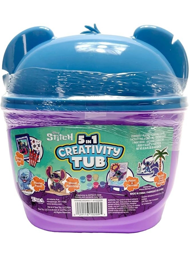 Disney Tara Toys Disney Stitch 5 in 1 Creativity Tub, 50-Piece Paint and Color Preschool Arts and Crafts Activity Set, Kids for Ages 3 Up - [10209] - Image 4