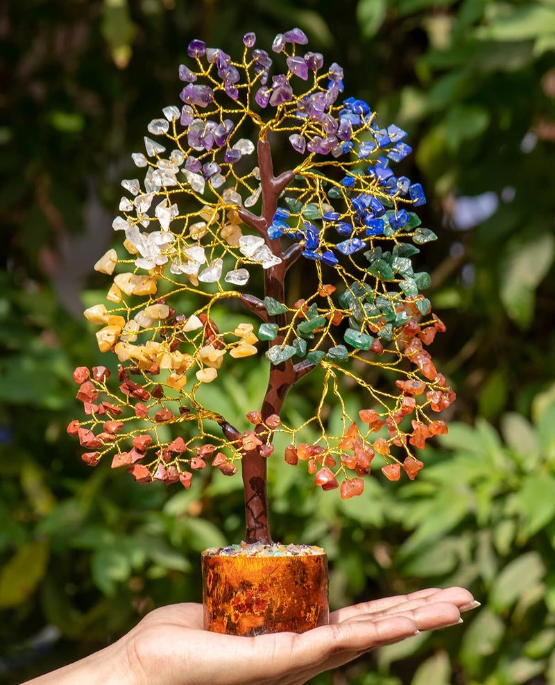 ZAICUS Seven Chakra Gemstone Tree of Life Crystals and Gemstones Crystal Tree Showpiece for Good Luck Home Decor Office Desk Decorative Item Feng Shui Crystals and Healing Stones Gift Item - Image 5