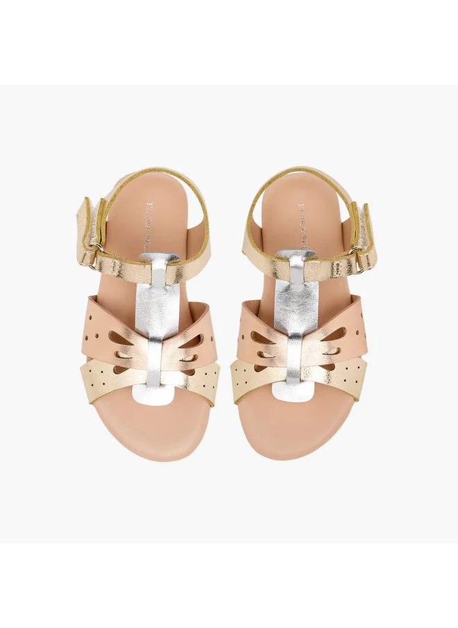 Flora Bella By Shoexpress Girls Cutwork Detail Sandals with Hook and Loop Closure