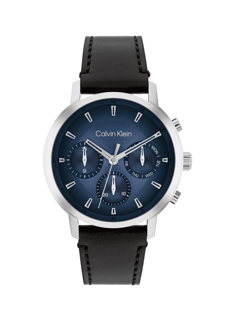 CALVIN KLEIN ساعة كالفن كلاين التناظرية متعددة الوظائف للرجال من مجموعة GAUGE مع حزام جلد أسود - 25200497 - Image 5