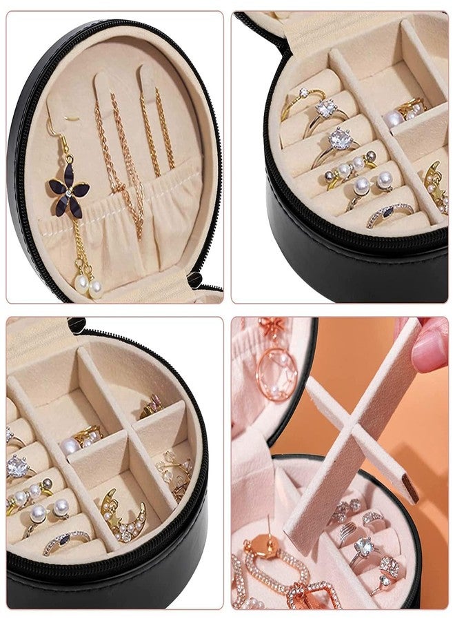 AVMPHD Round Mini PU Leather Small Jewelry Box, Travel Portable Jewelry Case for Ring, Pendant, Earring, Necklace, Bracelet Organizer Storage Holder Boxes Multicolor (Pack of 1) - Image 3