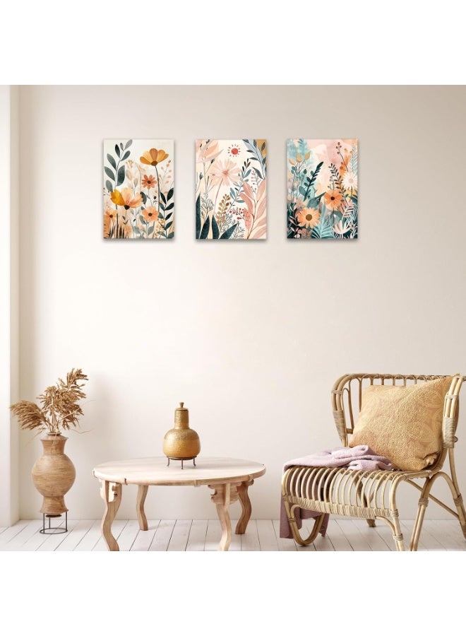 INSIJAM Set Of 3 Daisy Flowers Canvas Wall Art Prints Framed Pictures Wildflowers Botanical Floral Painting Canvas Wall Arts on Canvas Countryside Living Room Bedroom Home Wall Decor Ready to Hang - Image 5