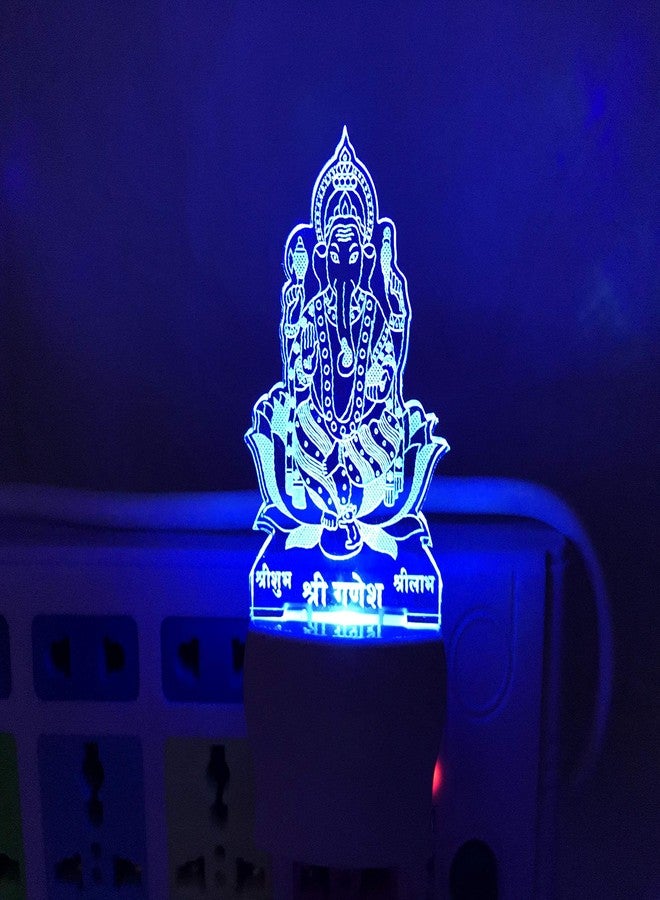 UKANI® Night Lamp Ganesh Ji Design Acrylic Night Light with Plug for Bedroom/Kitchen/Home/Office 7 Color Changing Light (Size 3 Inch) (Multi Color) for Birthday Gift3 - Image 3