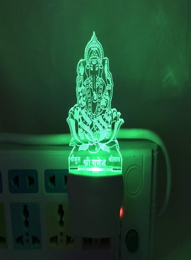 UKANI® Night Lamp Ganesh Ji Design Acrylic Night Light with Plug for Bedroom/Kitchen/Home/Office 7 Color Changing Light (Size 3 Inch) (Multi Color) for Birthday Gift3 - Image 2