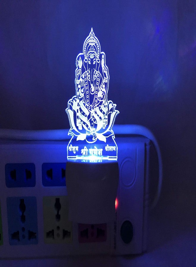 UKANI® Night Lamp Ganesh Ji Design Acrylic Night Light with Plug for Bedroom/Kitchen/Home/Office 7 Color Changing Light (Size 3 Inch) (Multi Color) for Birthday Gift3 - Image 1