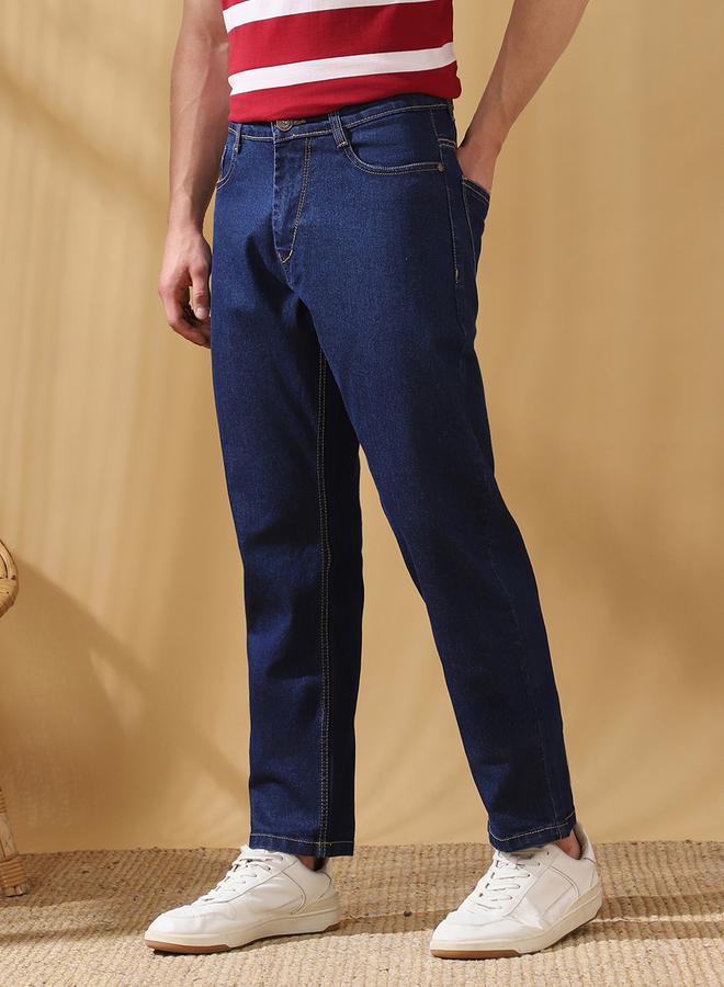 Dennis Lingo Men's Indigo Cotton Blend Solid Pattern Full Length Relaxed Jeans  - Image 2