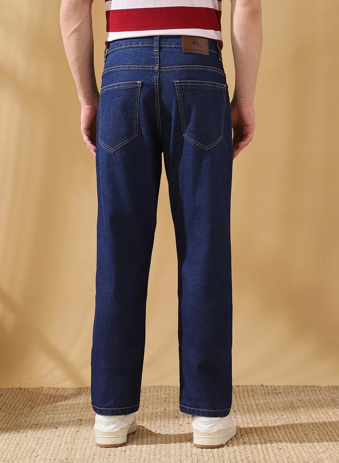 Dennis Lingo Men's Indigo Cotton Blend Solid Pattern Full Length Relaxed Jeans  - Image 5