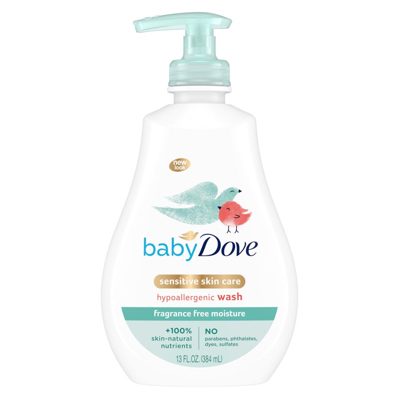 Baby Dove Sensitive Skin Care Baby Wash For Baby Bath Time Fragrance Free Moisture Fragrance Free and Hypoallergenic, Washes Away Bacteria 13 oz - Image 1
