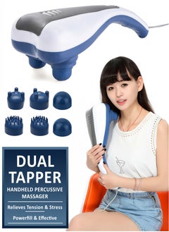 Generic Electric Dual Head Massager Powerful Double Head Full Body Handheld Dual Tapper Vibrating Massagers for For Neck, Back, Shoulder, Leg, Foot, Calf, Hips, Hand, Palm, Thigh, Feet, Arms Muscles Relaxation Deep Tissue Percussion Massage Pain Relief Therapy With Long Handle Dolphin Shape Machine  - Image 1