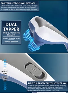 Generic Electric Dual Head Massager Powerful Double Head Full Body Handheld Dual Tapper Vibrating Massagers for For Neck, Back, Shoulder, Leg, Foot, Calf, Hips, Hand, Palm, Thigh, Feet, Arms Muscles Relaxation Deep Tissue Percussion Massage Pain Relief Therapy With Long Handle Dolphin Shape Machine  - Image 2