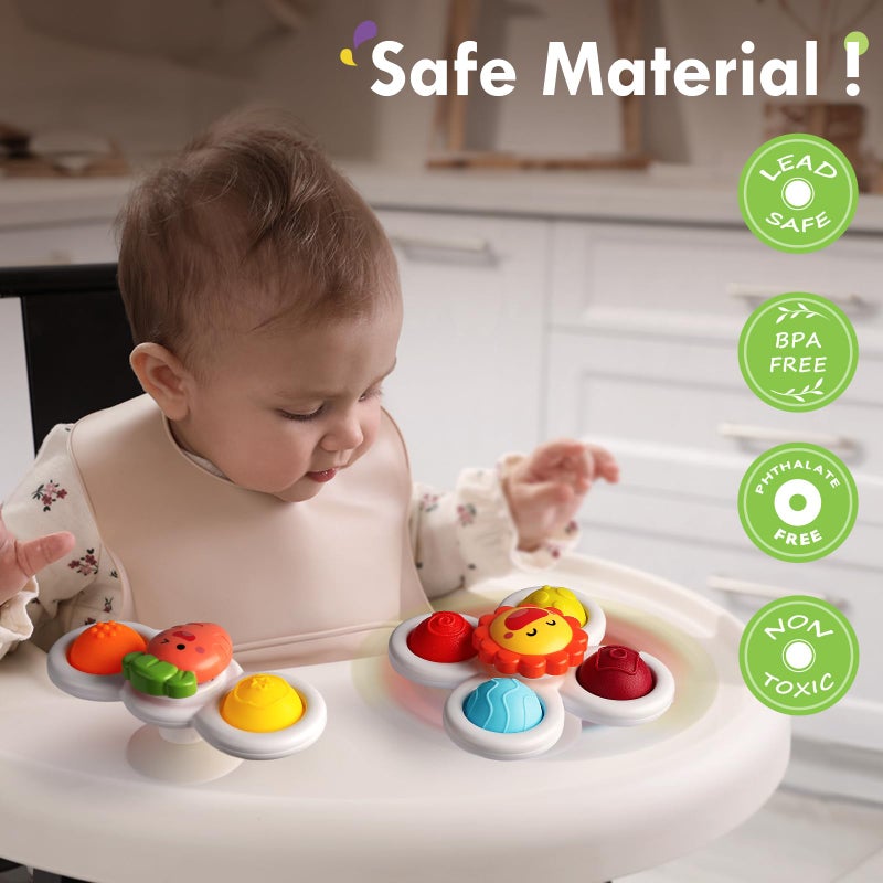 ALASOU 3PCS Pop Suction Cup Spinner Toys for 1 Year Old Boy Girl|Novelty Spinning Tops Toddler Toys Age 1-2|Sensory Baby Bath Toys for Toddlers 1-3|12 18 Months Boy Birthday Gift for Infant - Image 2
