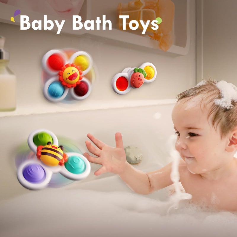 ALASOU 3PCS Pop Suction Cup Spinner Toys for 1 Year Old Boy Girl|Novelty Spinning Tops Toddler Toys Age 1-2|Sensory Baby Bath Toys for Toddlers 1-3|12 18 Months Boy Birthday Gift for Infant - Image 5