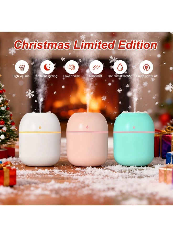 Portable USB Mini Humidifier & Essential Oil Diffuser – 220ml Capacity, Double Mist Mode, Quiet Operation, LED Night Light, Compact Air Freshener for Car, Bedroom, Office & Travel, Ideal Gift for Skin Hydration & Mood Enhancement - Image 1