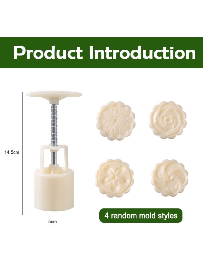 Mooncake mould set 4 mooncake moulds Mid-Autumn Festival hand pressed flower pattern biscuit mould seal baking tool - Image 2