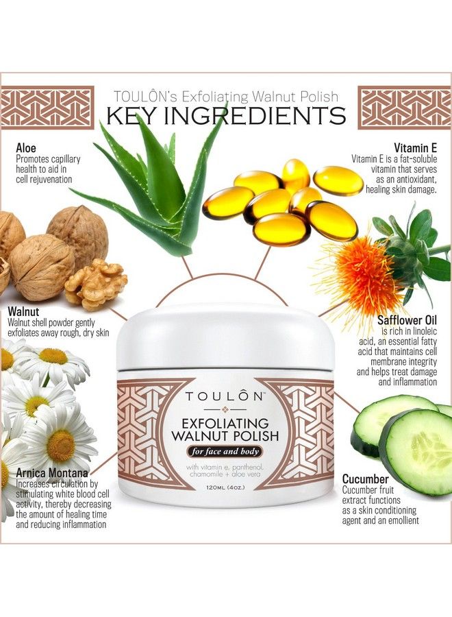 TOULON Exfoliating Face Scrub Exfoliate Scrub Natural Walnut Scrub Exfoliator For Face & Body. Best Body Scrub Exfoliator For Men And Women. Facial Exfoliant. Acne Blackhead Treatment - Image 4