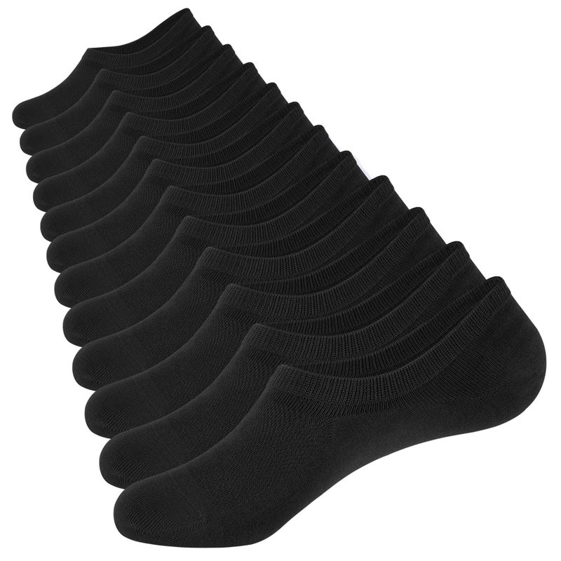 CLOSEMATE Mens No Show Socks Cotton Thin High Elasticity Low Cut Ankle Socks with Non Slip Grips 6 Pairs (6Black, Size M)