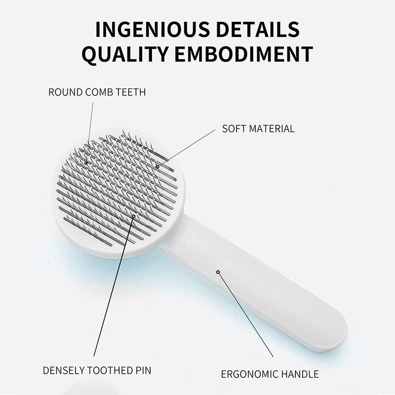 HaRvic Dog Comb Brush Pet Grooming Brush Self Cleaning Slicker Brush for Dogs and Cats Pet Grooming Tool Dog Hair Cleaner Brush Comb Shedding Trimming Self Grooming Brush 1 PCS Multicolor - Image 2