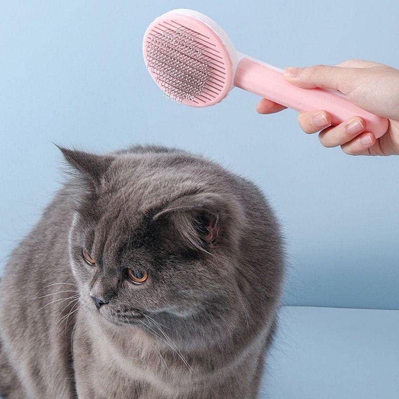 HaRvic Dog Comb Brush Pet Grooming Brush Self Cleaning Slicker Brush for Dogs and Cats Pet Grooming Tool Dog Hair Cleaner Brush Comb Shedding Trimming Self Grooming Brush 1 PCS Multicolor - Image 3