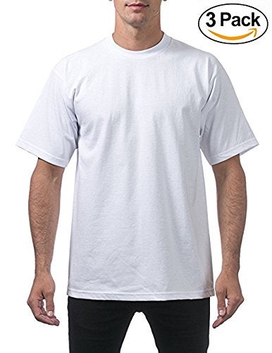 Pro Club Men's 3-Pack Heavyweight Cotton Short Sleeve Crew Neck T-Shirt, White, Medium - Image 2