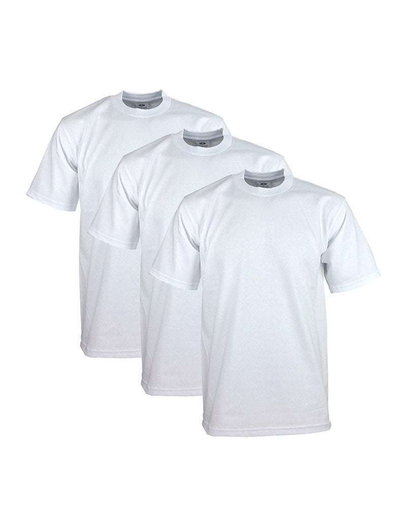 Pro Club Men's 3-Pack Heavyweight Cotton Short Sleeve Crew Neck T-Shirt, White, Medium - Image 1