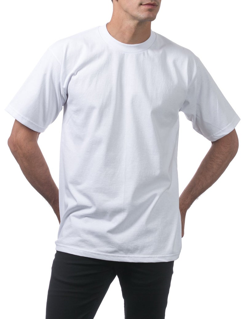Pro Club Men's 3-Pack Heavyweight Cotton Short Sleeve Crew Neck T-Shirt, White, Medium - Image 4