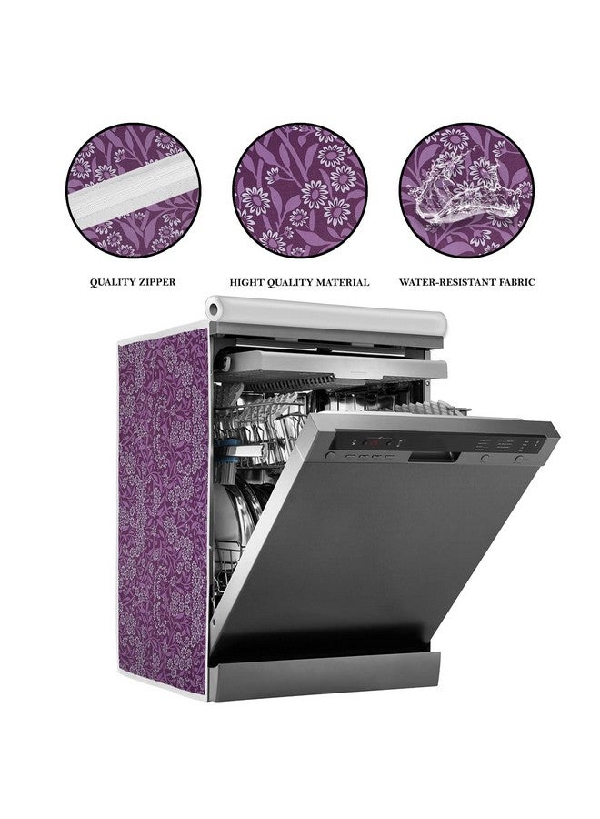 Classic غطاء غسالة صحون كلاسيكي مناسب لبوش بسعة 12، 13، 14، 15 إعداد (63X63X81 سم، زهرة بنفسجية) - Image 2